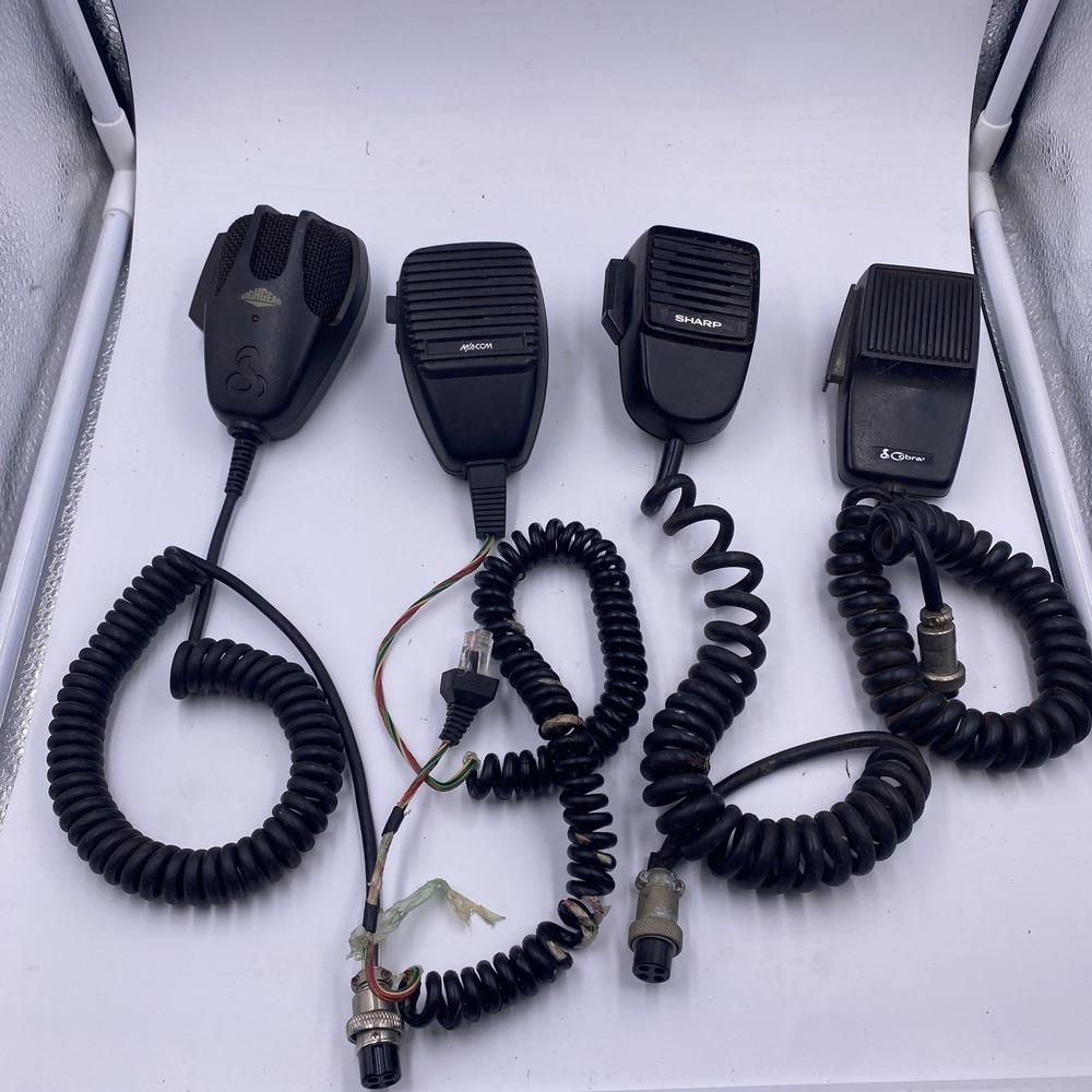 Cobra M/A-COM Sharp CB Microphone Lot 4pc Black Vintage Fair Parts Tech Retro